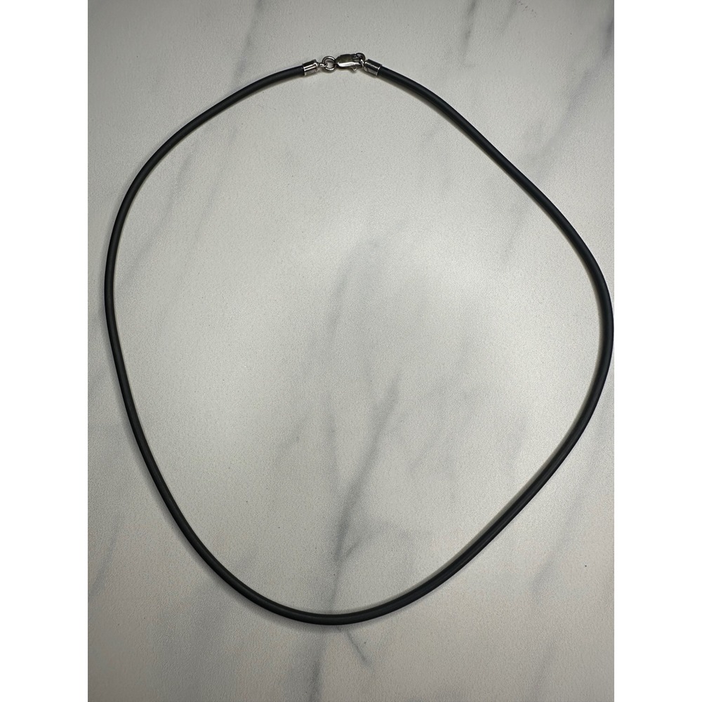 Black Rubber Cord Necklace Sterling Silver 925 Lobster Clasp Minimalist Unisex